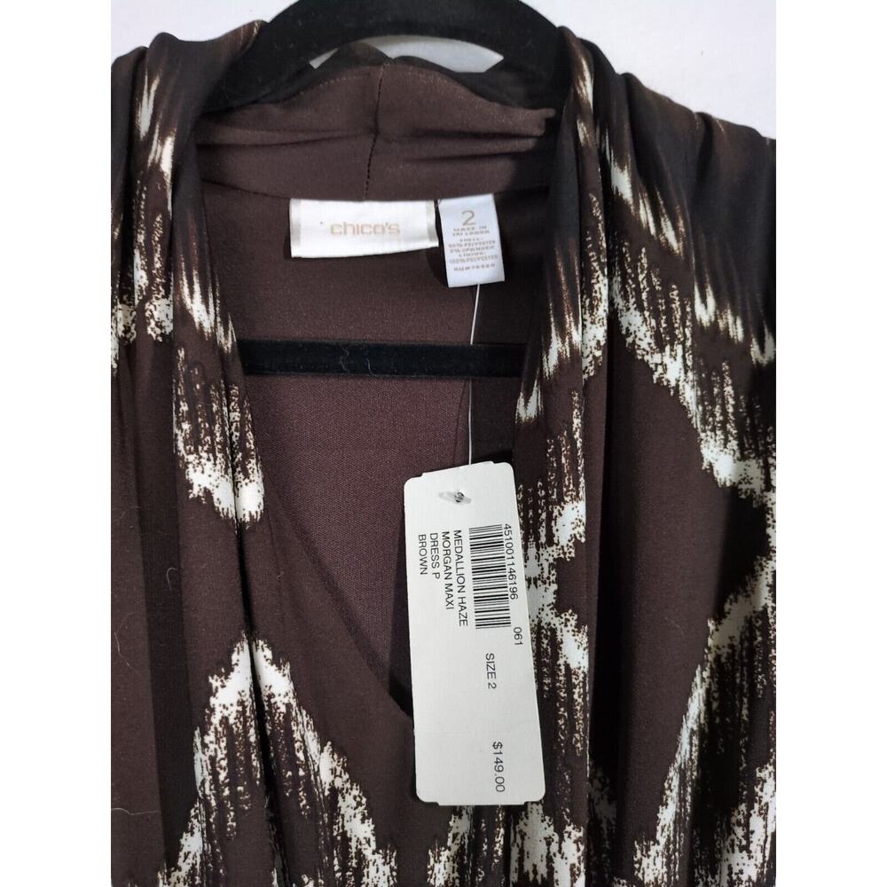 NEW Chico’s Dress Size 2 (US 12) Medallion Haze Morgan Maxi Stretchy Dress Brown - Picture 7 of 10